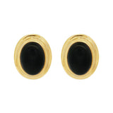JT ESTATE  14K Yellow Gold Onyx Earrings With Shallow Tier Detail