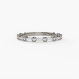 14K White Gold Baguette Natural Diamonds Band