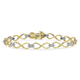 14K  Yellow And White Natural Diamonds Infinity Link Bracelet