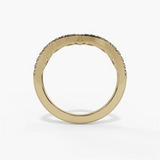 14K Yellow Gold Curved Natural Diamonds Band
