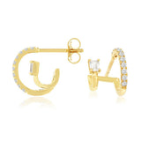 14K Yellow Gold Huggie Natural Diamonds Earrings
