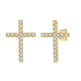 10K Yellow Gold Petite Diamond Cross Studs