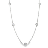 18K White Gold Natural Diamonds Station Necklace