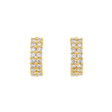 14K Yellow Gold 20Mm Round Contemporary Natural Diamonds Hoop Earrings