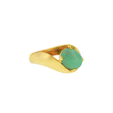 JT ESTATE 14K Yellow Gold Jadeite Split Shank Solitaire Ring