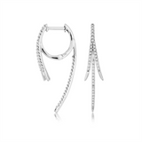 14K White Gold Drop Natural Diamonds Earrings