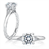 14K White Gold Vintage Round Natural Diamonds Engagement Ring