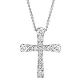 14K White Gold Diamond Cross Pendant Necklace