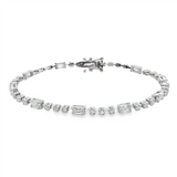 14K White Gold Natural Diamonds Tennis Bracelet