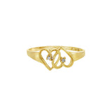 JT ESTATE 14K Yellow Gold Interlocked Hearts Natural Diamond Ring