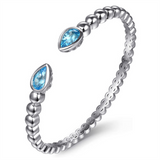 Sterling Silver Swiss Blue Topaz Bujukan Cuff Bracelet