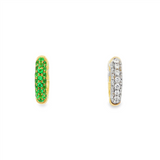 14K Yellow Gold Emeralds Huggie Earrings