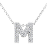 10K White Gold Natural Diamonds Bubble Initial M Pendant