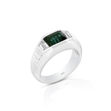 18K White Gold Emerald Cut Indicolite Three Stone Ring