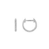 18K White Gold 12Mm Round Huggie Natural Diamonds Hoop Earrings