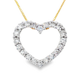 14K Yellow Gold Diamond Heart Pendant Necklace