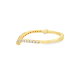 14K Yellow Gold Curved Natural Diamonds Band