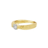 JT ESTATE 14K Yellow Gold Solitaire Half Bezel Natural Diamond Band