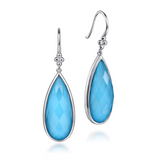 Sterling Silver Rock Crystal And Turquoise Teardrop Earrings