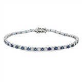 14K White Gold Sapphires And Diamonds Tennis Bracelet