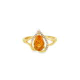 14K Yellow Gold Citrine And Round Diamonds Free Form Ring