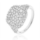 14K White Gold Contemporary Pavé Diamond Ring