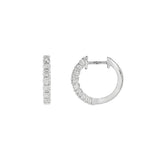 18K White Gold Round Huggie Natural Diamonds Hoop Earrings