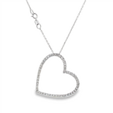 JT ESTATE 14K White Gold Natural Diamond Heart Pendant