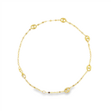 14K Gold Mirror Chain and Puffed Mariner Station Anklet