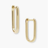 18K Yellow Gold Overlay 'Carrie' Chain Oval Medium Hoops