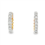 14K Yellow And White Gold Reversible 15Mm Round Huggie Lab Grown Diamonds Hoop Earrings