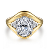 14K Two-Tone 'Gail' Split Shank Oval Natural Diamonds Engagement Ring