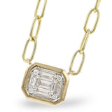 14K Yellow Gold Diamond Paperclip Necklace