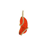 18K Yellow Gold Fire Opal And Diamond Free Form Drop Pendant