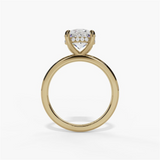 14K Yellow Gold Hidden Halo Round Diamond Engagement Ring