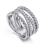 Sterling Silver Multi-Row White Sapphire Bujukan Contemporary Ring