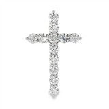 14K White Gold Natural Diamonds Cross Pendant
