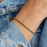18k Yellow Gold Overlay 'Not Your Basic' Black Cubic Zirconia Tennis Bracelet