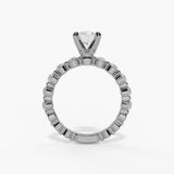 14K White Gold Modern Round Natural Diamonds Engagement Ring