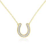 14K Yellow Gold Natural Diamonds Horseshoe Necklace
