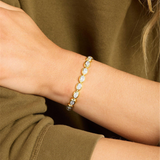 18K Yellow Gold Overlay 'She's a Boss' Oval Cubic Zirconia Tennis Bracelet