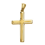14K Yellow Gold Raised Satin Cross Pendant