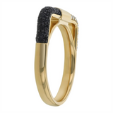 14K Yellow Gold Contemporary Black And White Diamond Ring