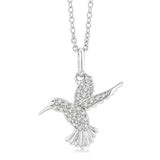 10K White Gold Natural Diamonds Hummingbird Pendant