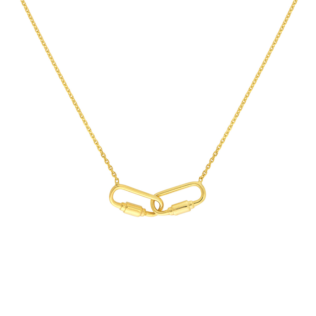 14K Yellow Gold Petite Carabiner Links Necklace