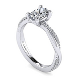 14K White Gold 'Campana' Twisted Oval Natural Diamonds Engagement Ring