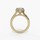 14K Yellow Gold 3.02Ct Oval Lab Grown Diamonds Hidden Halo Engagement Ring