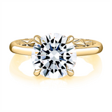 14K Yellow Gold Hidden Halo Round Diamond Engagement Ring