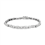JT ESTATE 14K White Gold Natural Diamond Fancy Bezel Link Bracelet