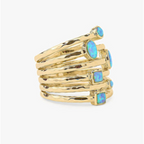 18K Yellow Gold Overlay 'Monroe' Simulated Opal Stacked Ring